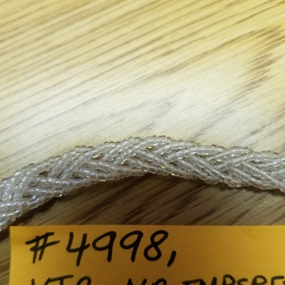 #4998 VTG White Hand Beaded Silk Lined   Purse Handbag - Picture 8 of 9